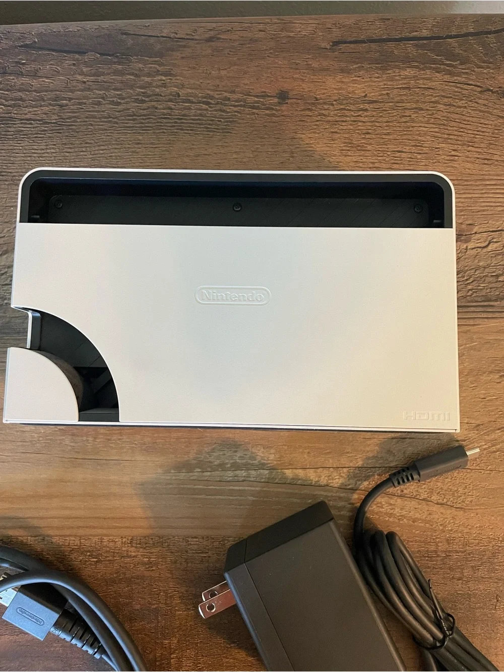Nintendo White Switch OLED Dock with Black Power Cable